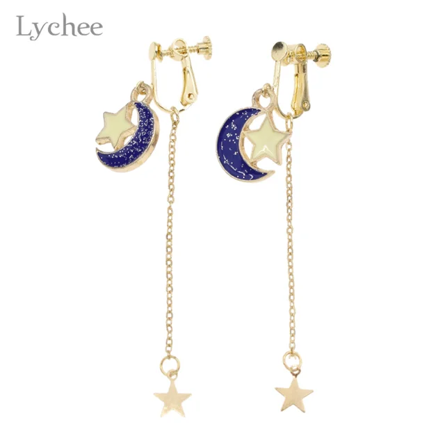 Lychee An Anime Sailor Moon Clip Earrings Stars Tel Half Lychee An Anime Sailor Moon Clip Earrings Stars Tel Half Long Ear Dangle