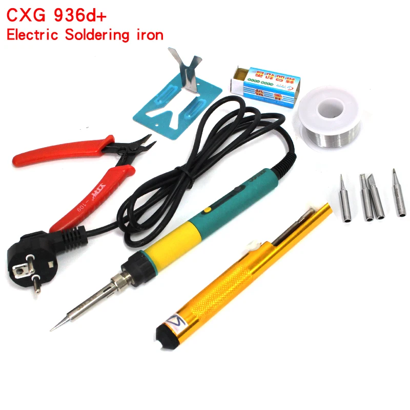 

2017 hot sale 936d New Upgrade CXG 936d+ LCD Adjustable temperature Digital Electric Soldering iron 100W 220V EU free shipping