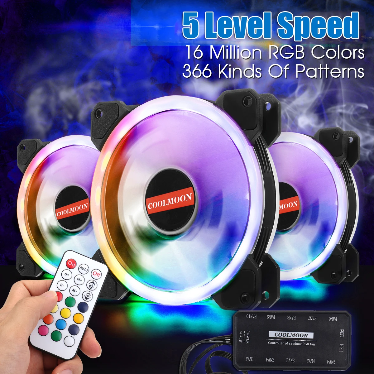 

New 3pcs Computer Case PC Cooling Fan RGB Adjust LED 120mm Quiet + IR Remote High Quality Computer Cooling fan cooler For cpu