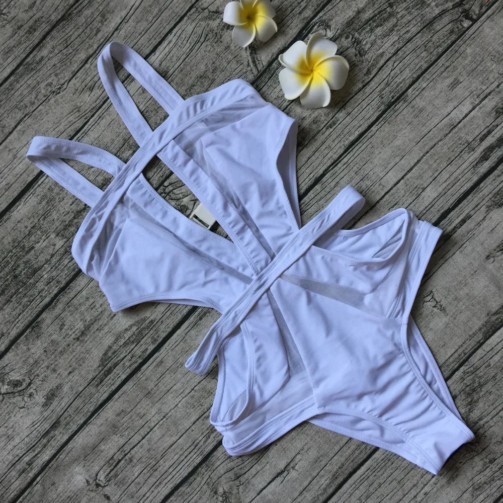 2018 New Net Bandage One-Piece Swimsuit Bathing Suit Solid Color | Спорт и развлечения
