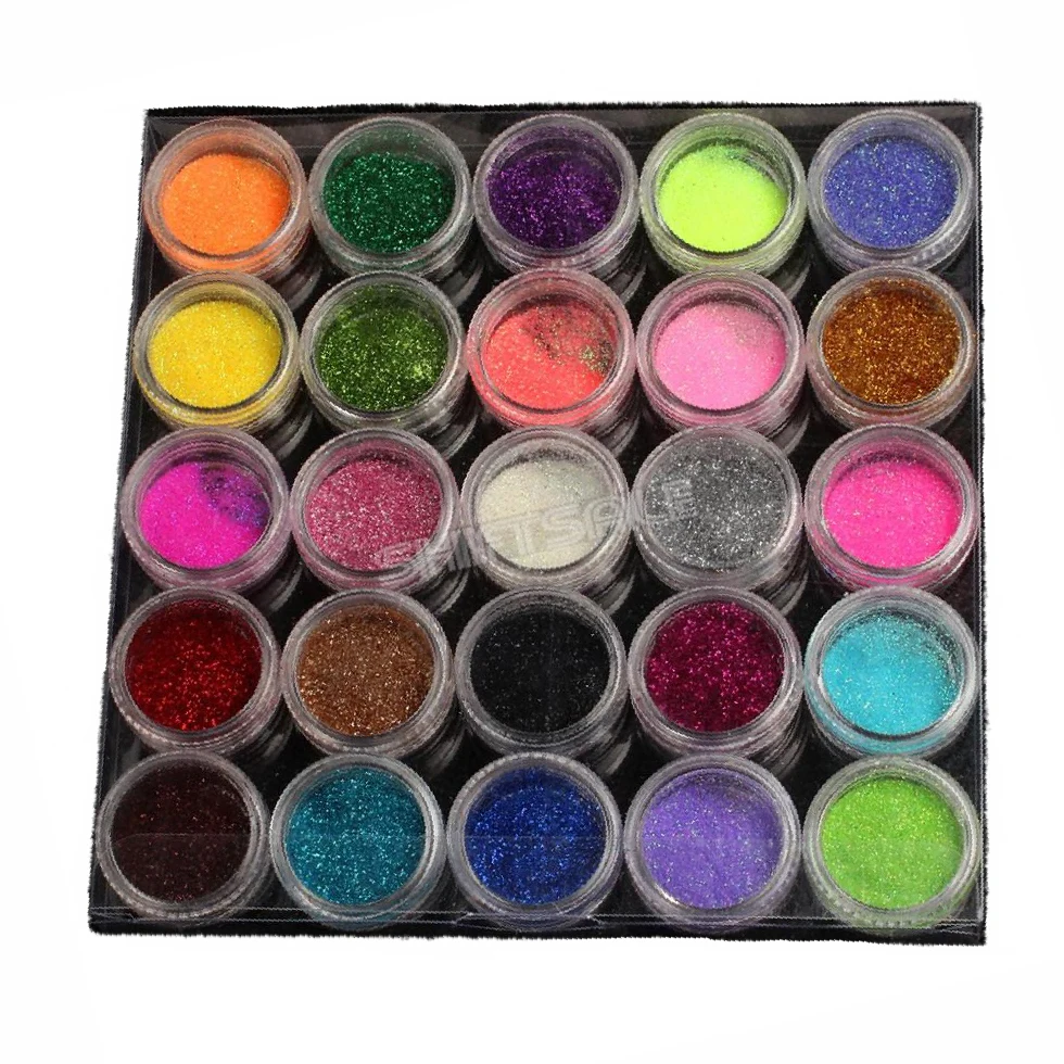 2018 New Multicolor 25pcs 3D Glitter Powder Dust Sequins New Nail Art