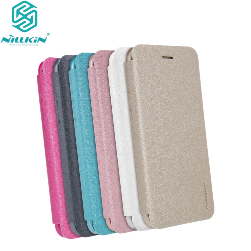 Case for Apple iphone 8 Plus Flip Case NILLKIN Sparkle Series Plastic PU Leather Case for iphone 8 plus with Retailed Package