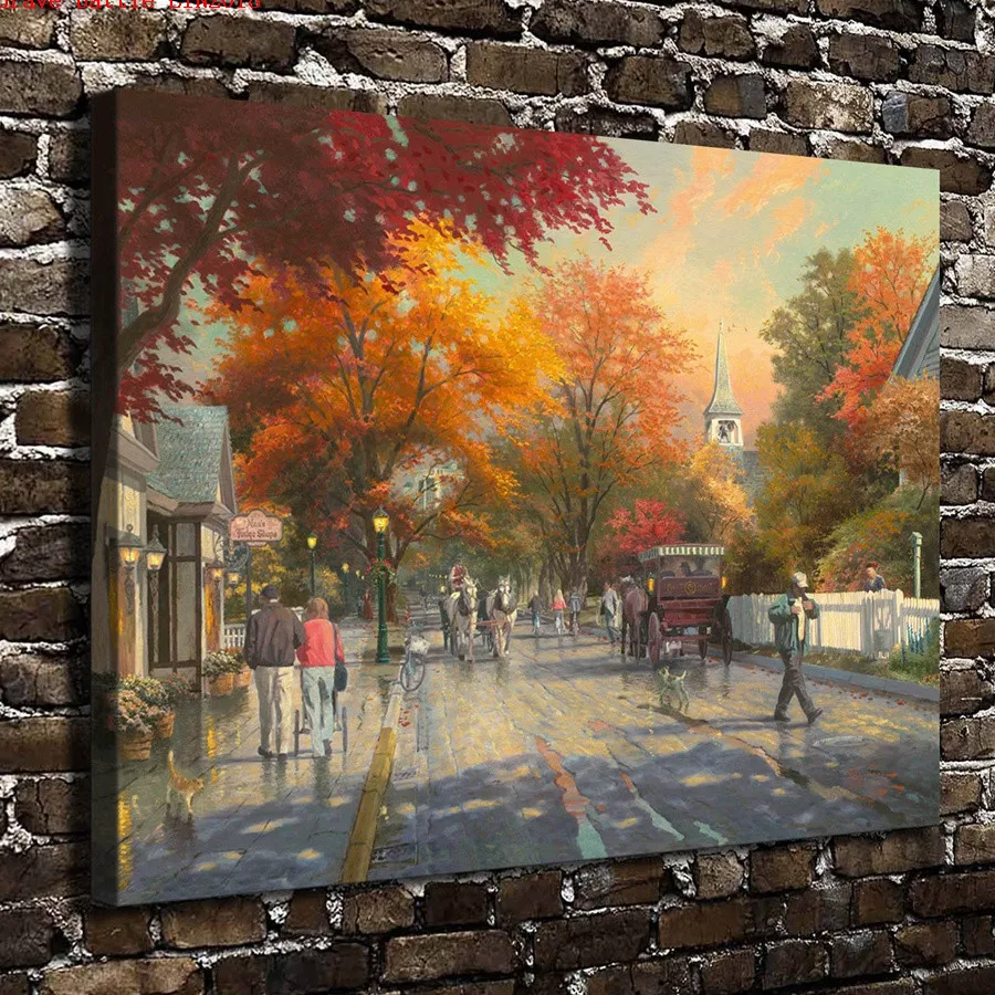 

Thomas Kinkade Autumn on Mackinac Canvas Painting Print Living Room Home Decor Modern Wall Art Oil Painting Poster