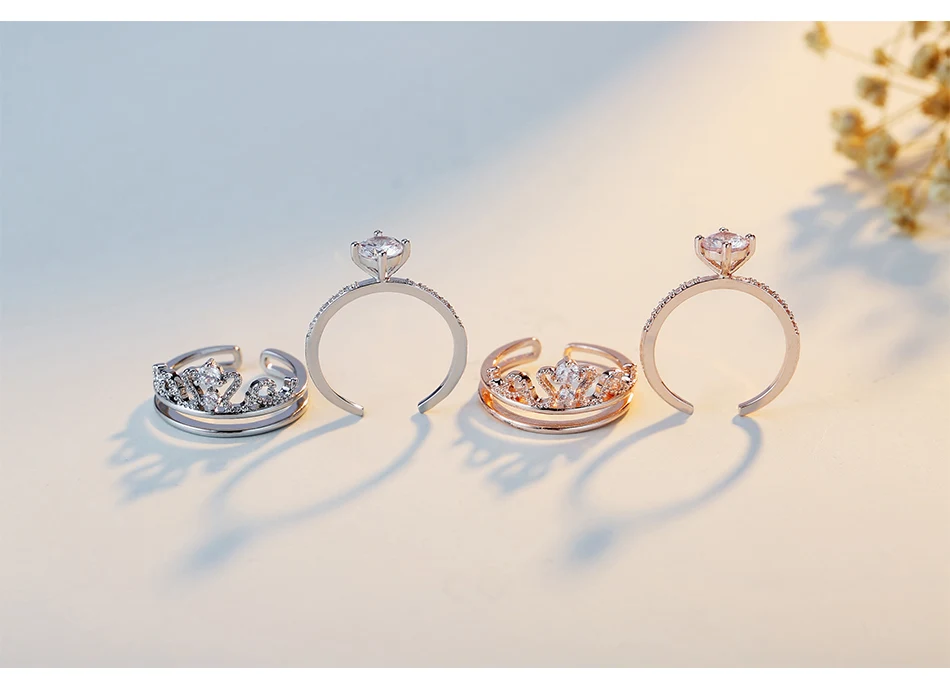 UMODE, розовое золото, женские кольца с короной, ювелирные изделия, любовь, богемный стиль, обручальные кольца для женщин, anillos grandes de mujer UR0443A