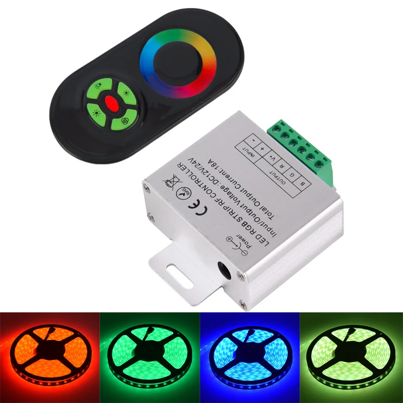 

LED RGB Controller DC12V/24V 18A RGB RF Controler Wireless LED Dimmer 5 Key Touch Screen Remote For 3528 5050 RGB LED Strip Tape
