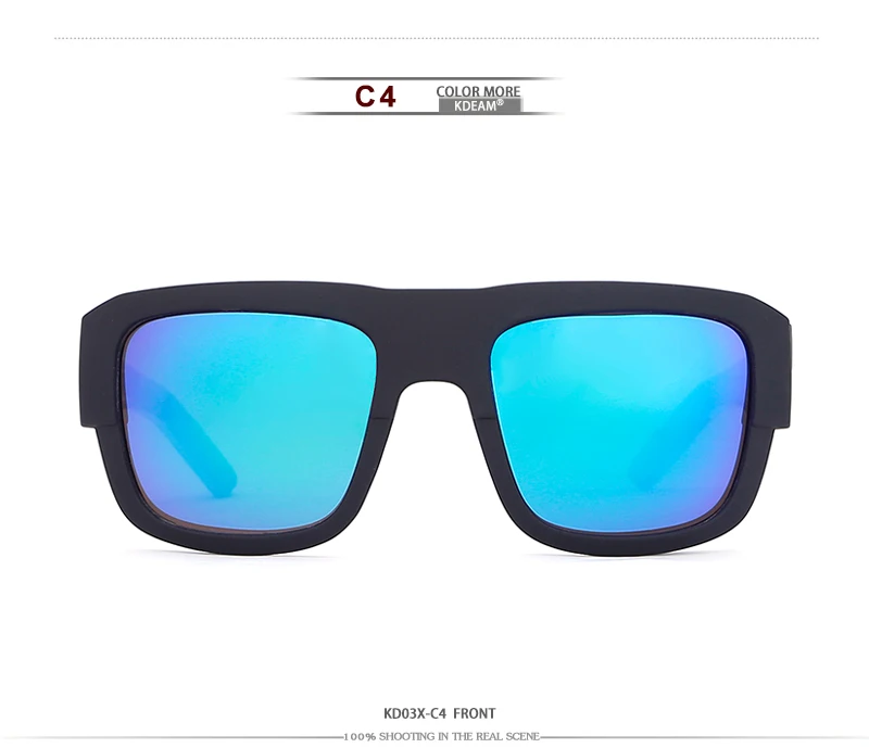 CE сертификация KDEAM мужские спортивные солнцезащитные очки HD поляризованные солнцезащитные очки для женщин фирменный дизайн квадратное светоотражающее покрытие KD03X