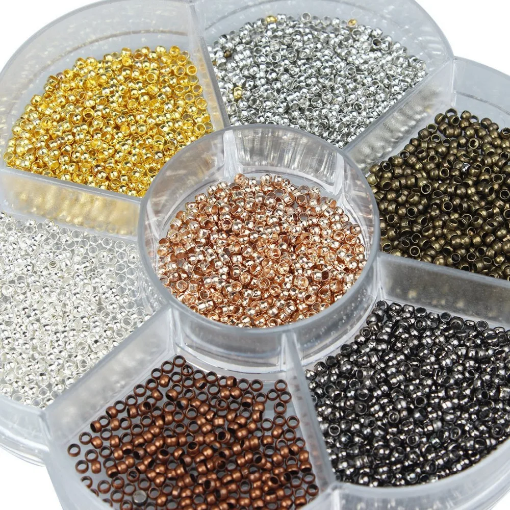 

2800pcs/Box Mixed Colors Round Copper Beads Crimp Beads Stopper For Bracelet Necklace DIY Jewelry Accessories