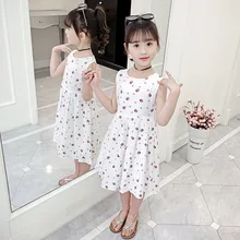 Платье для девочек летние хлопковые детские платья для девочек, без рукавов, с принтом, для вечеринки, дня рождения, для детей 4, 6, 8, 10, 12, 13 лет