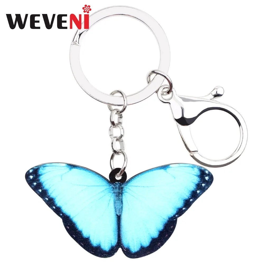 WEVENI Acrylic Blue Morpho Butterfly Key Chains Keychain Holder Tropic ...