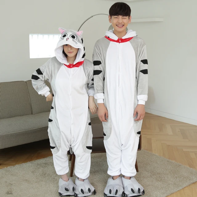 Anime Pijama Cartoon Unisex Adult Cheese Cat Pajamas Cosplay Costume