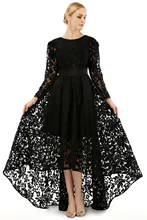 Designer Schwarz Spitze High Low Mit Langen Ärmeln Abendkleider 2017 Vordere Kurze Lange Rück Party Kleider Muslimischen Kleid 5211538