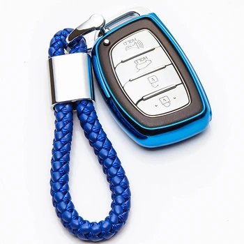 

TPU Car Key Cover with Car Key Ring For Hyundai Creta i10 i20 i30 i40 ix25 ix35 ix45 Tucson Elantra Santa Fe Mistra Sonata HB20