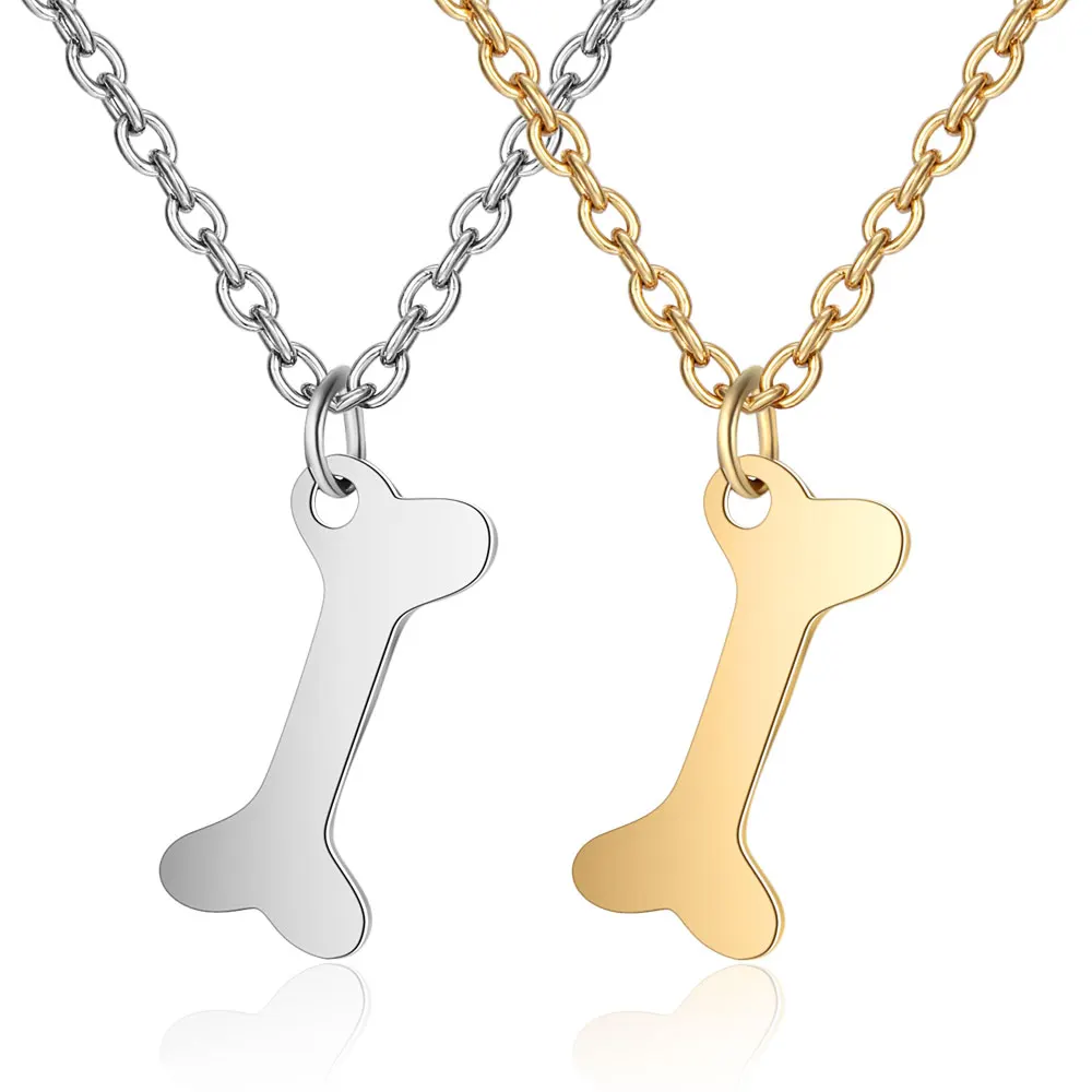 

Women's Fashion Jewelry Stainless Steel High Polished Dog Bone Pendant Necklace with 40+5cm Chain