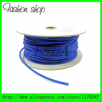 

50M/Lot Blue 2mm Round PET braided cable sleeve wire sleeving