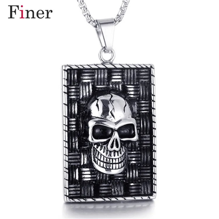 

Punk Skull Warrior Pendant Necklaces Stainless Steel Hyperbole Skeleton Head Pendants Creative Necklace Men Jewelry Gift