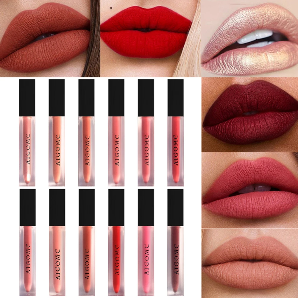 

12 Colorswaterproof Matte Liquid Lipstick Lip Tint Matte Lip Gloss Cosmetic Lipstick Long Lasting Nude Matte Lipgloss TSLM1