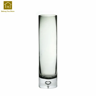 Стеклянная прозрачная ваза стеклянная напольная ваза для дома ВАСО де Планта цилиндрические контейнеры свадебные украшения, аксессуары QAB006 - Цвет: Smoke gray 6x25cm