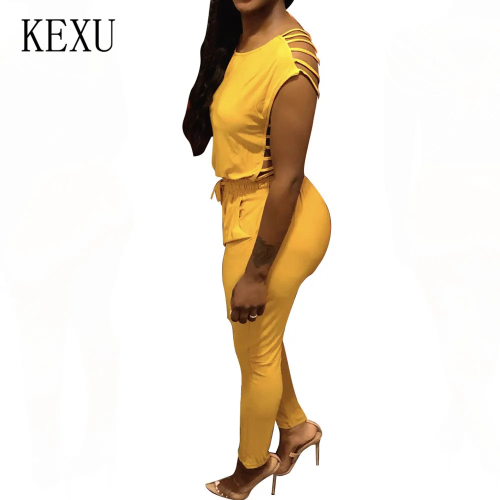 KEXU Women Long Romper Summer Blue Black Bodycon Jumpsuits Fashion Sexy Open Back Hollow Out Slim Playsuits Femme Plus Size XXL KEXU Women Long Romper Summer Blue Black Bodycon Jumpsuits Fashion Sexy Open Back Hollow Out Slim Playsuits Femme Plus Size XXL