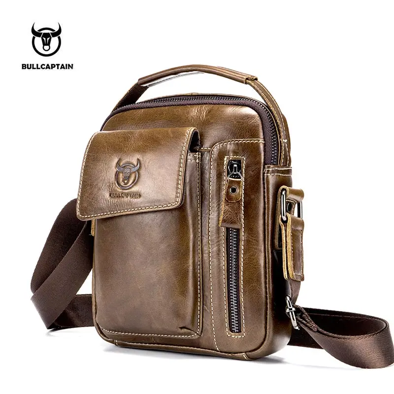 BULLCAPTAIN 2019 Men&#39;s Leather Bag Men&#39;s Crossbody Shoulder Bag Business Casual Men&#39;s Crossbody ...