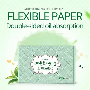 

100pcs Green Oil Blotting Sheets Oil Absorbing Papers Cleanser Oil Control Shrink Pore Face Cleaning Tool