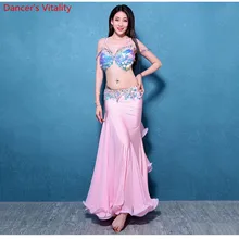 Высокое Качество Танцевальная Сценическая Одежда Дешевые Бальные Танец Живота Костюм Набор для Женщин Блестки Танец Живота Костюмы