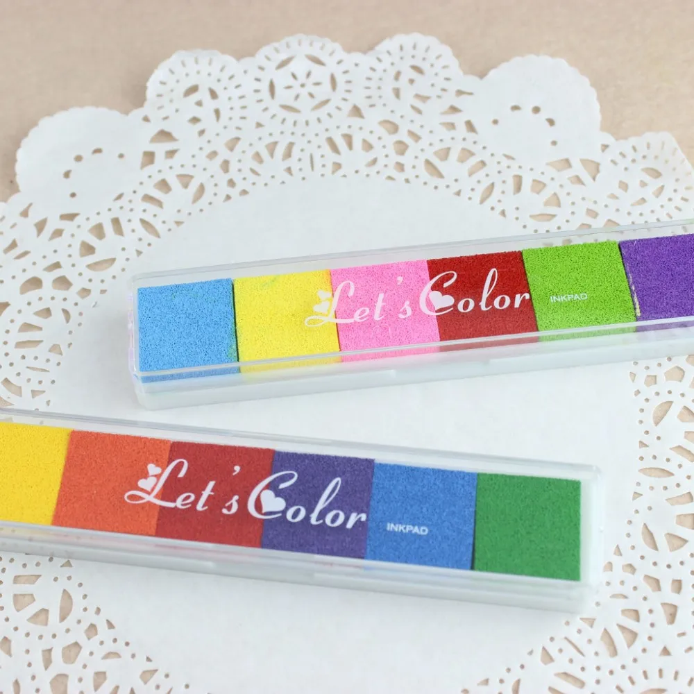 

DIY 6 Color Inkpad Long Rainbow Stamp Ink Pad Colored Inks Scrapbooking Stamp Inkpad Fingerpaint