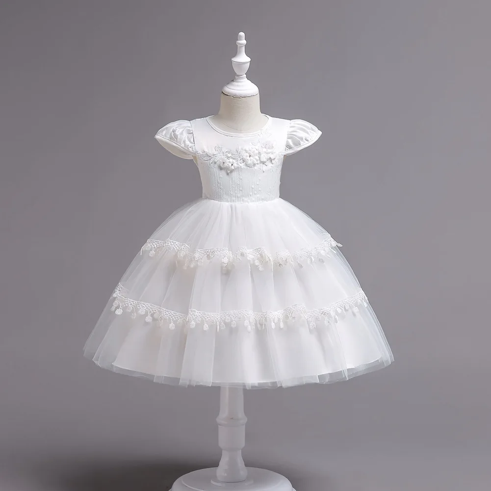 1 11Y Children White Tulle Baptism Gown Toddler Party Infant Wear ...