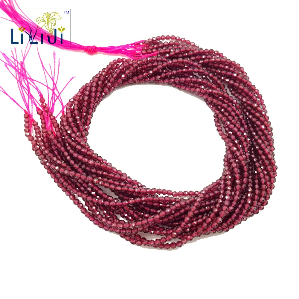 

Lii Ji Natural Garnet Round shape Faceted beads 2mm DIY Jewelry Making Necklace Bracelet approx 39cm 2pcs