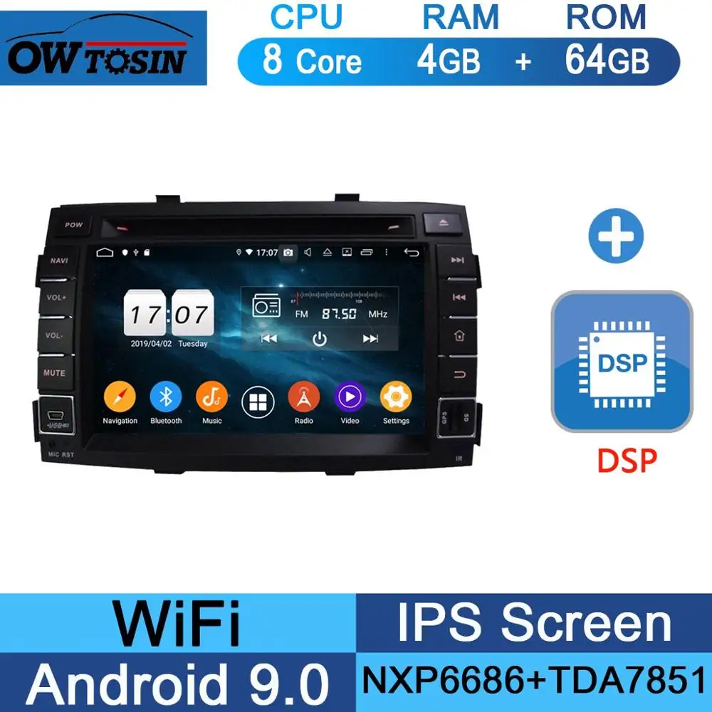 " ips 8 ядерный 4 Гб ram+ 64 Гб rom Android 9,0 автомобильный dvd-плеер для Kia Sorento 2012 2013 DSP радио gps Parrot BT Adas Multimedi - Цвет: 64G DSP