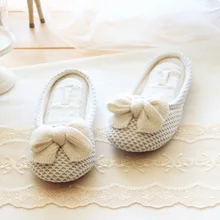 Bogen Gestrickt Design Frauen Weiche Winter Jacquard Hause Hausschuhe Schuhe