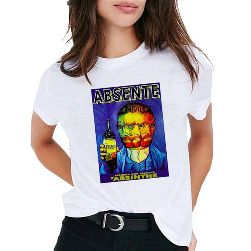 Van Gogh Oil Art женская футболка с принтом Футболка Женская Топ Повседневная новая уличная футболка графическая футболка в стиле Харадзюку Femme - Цвет: 0826