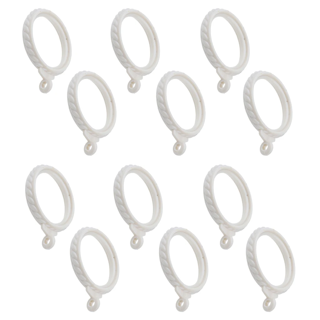 12Pcs Ancient Rome Curtain Rod Ring Hook Eyelet Shower Curtain Hook Panel Hanger - 35mm Silent Sliding Hook for Home Bathroom