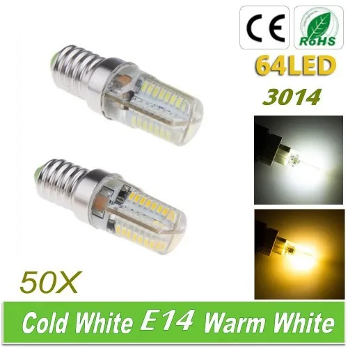 

50pcs/ lot 3014 E14 E17 B15 SMD 64LED Lamps 6W Energy Saving Corn Light Bulbs Light 220V /110V Free shipping