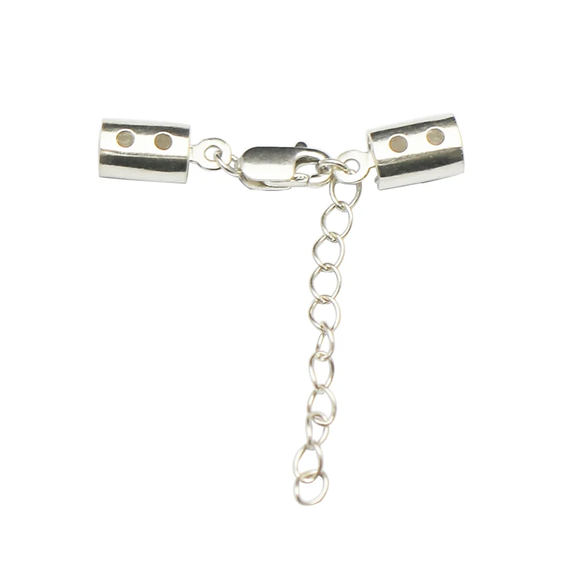 Beadsnice Sterling Silver Jewelry Leather Cord Clasp End Claps with Lobster Extender Chain for DIY Bracelet Making 36514 | Украшения и