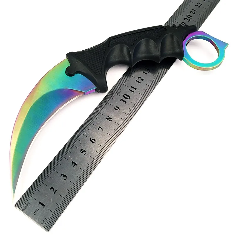 Нож Karambit CS GO с фиксированным лезвием, никогда не выцветает, контр страйк, бои, коготь, ножи для выживания, кемпинга, EDC, косплей, инструменты