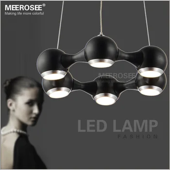 

Modern LED Pendant Lights Restaurant hanging lamp Black Metal Light Fixture Chrome LED chandelir Kroonluchter with 6 lamps
