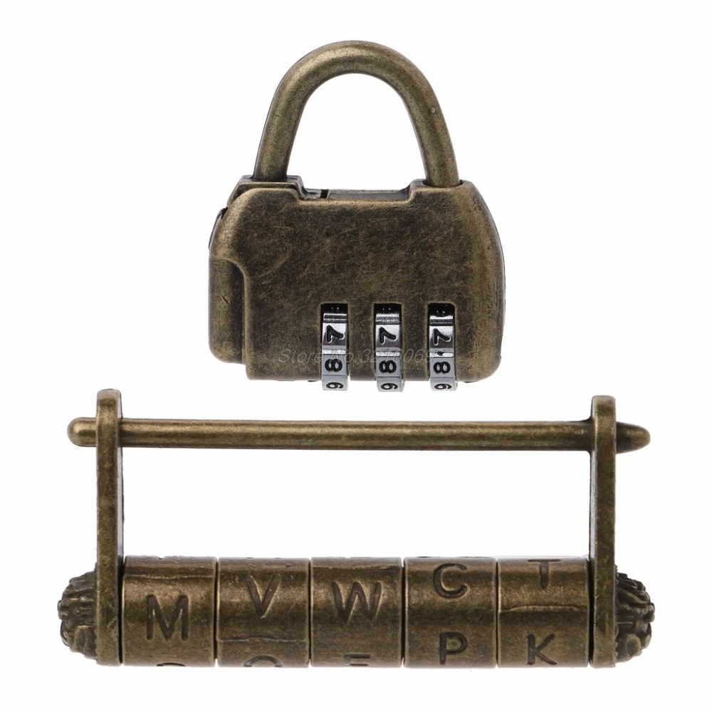 

Antique Vintage Combination Password Padlocks Decor Locks for Jewelry Wooden Box Old Style Pattern