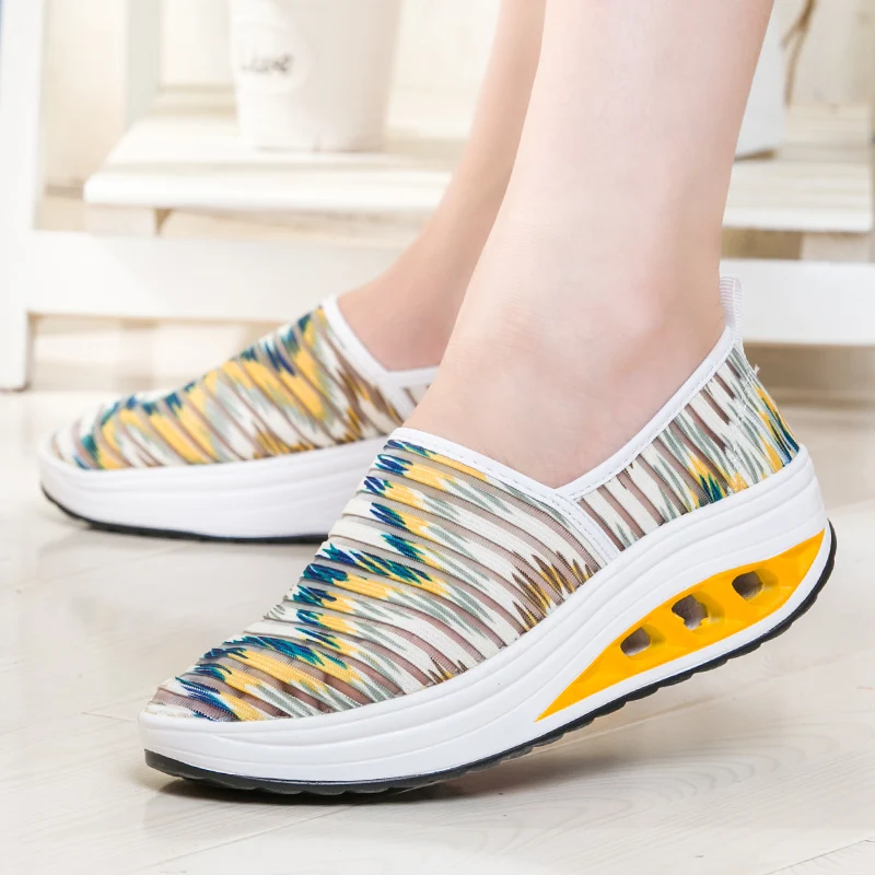 

MoneRffi Fashion Women Sneakers Height Increasing Summer Breathable Waterproof Wedges Platform Shoes Woman Casual Shoes