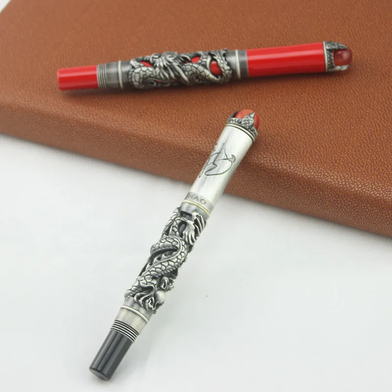 Jinhao dragon engraving design Business gold sliver luxury pen for business men high quality roller ball pen refill gift caneta