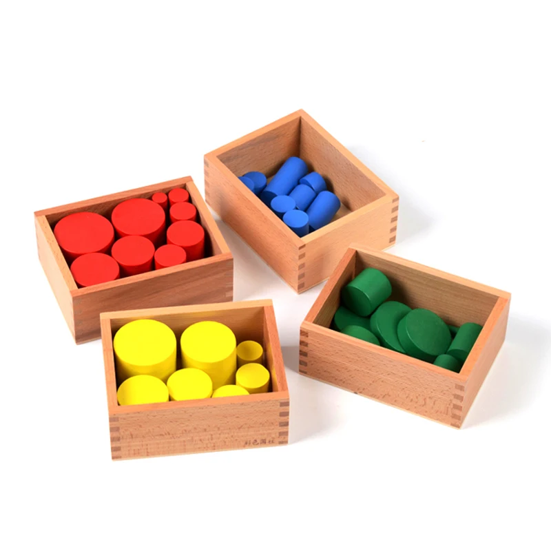 Baby Toy Learning Educational Toys Knobless Cylinders Montessori Wooden 4 Sets of 10 Cylinders Great Gift for Children