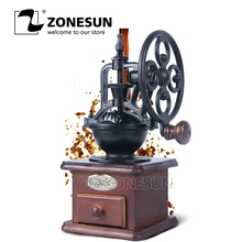 Колесо обозрения Дизайн Винтаж руководство кофе шлифовальные станки с керамика движение Ретро Деревянный мельница для украшения дома