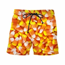 Kawaii Корн желе повседневные шорты модные летние оранжевые бордшорты унисекс забавные уличные сетчатые дышащии эластичные для талии шорты