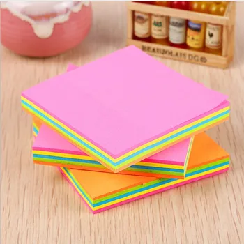 

2 pcs / lot Colorful squares conventional fluorescent sticky paper notes N times posted blending 100