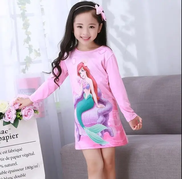 Retail Spring Autumn Big girls Nightgowns Pajamas kids long sleeved nightdress cute cartoon child female baby sleeping Underwear - Цвет: style 6