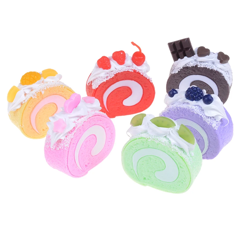 

Artificial Dessert Fake Cake Food Model Display Simulation Swiss Roll Photography Props Kitchen Home Party Decoration5*5*2cm