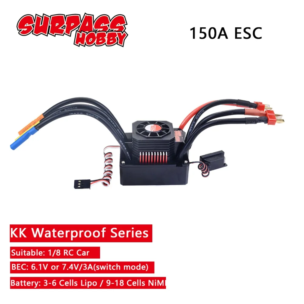 

SURPASSHOBBY KK Waterproof 150A ESC Electric Speed Controller for RC 1/8 RC Car 4076 4068 Brushless Motor