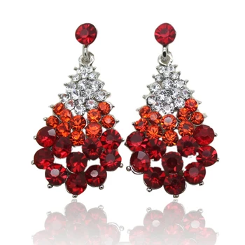 Women Rhinestone Christmas tree Crystal Earrings Budget Friendly Accessories
