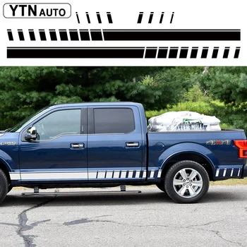

car accessories decals 4 Pcs gradient stripe graphic Vinyl sticker side door trunk rectang custom ford f150 super crew 5 1/2 box