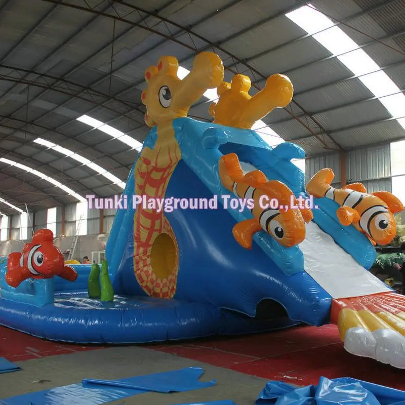 

lovely cartoon under sea themed water slide with pool