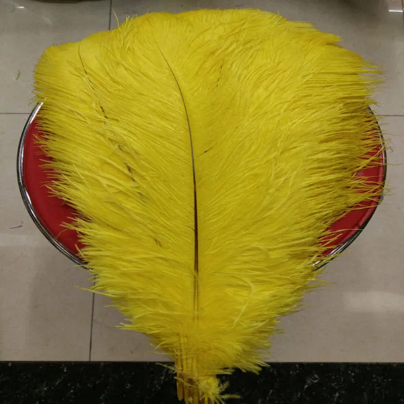 Желтые страусиные перья 15-75 см 6-30 дюймов карнавальный Декор вечерние свадебные украшения натуральный большой Плюмаж из страусиного пера
